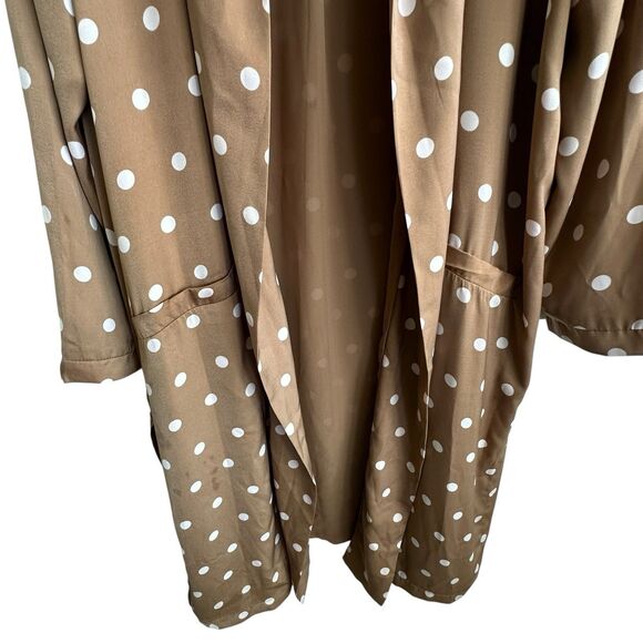 NWT ANTHROPOLOGIE x BB DAKOTA Deedra Kimono Sz XL Brown White Polka Dot Duster - Picture 10 of 13